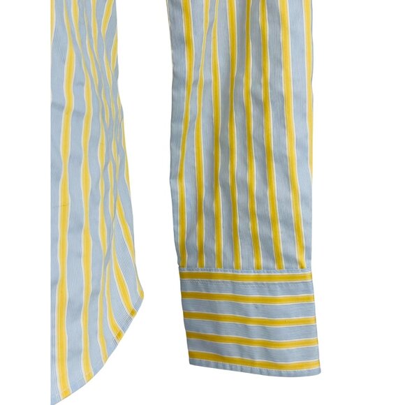 Vintage J.Crew Haberdashery Button-Up Blue & Yellow Striped Shirt - Picture 4 of 11